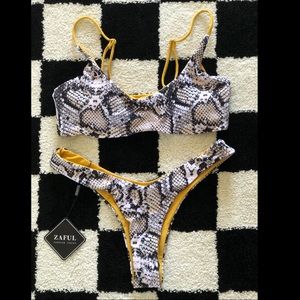 Zaful reversible snakeskin bikini